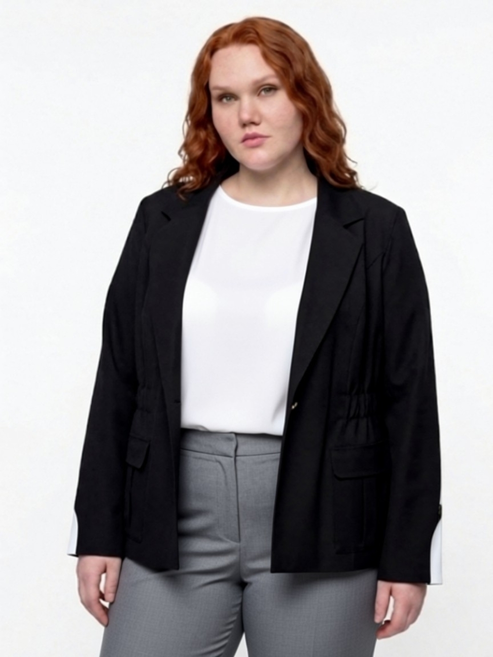 IMAN Black Women's Tailored Long Sleeve Blazer With Animal Print Lining Size 3X